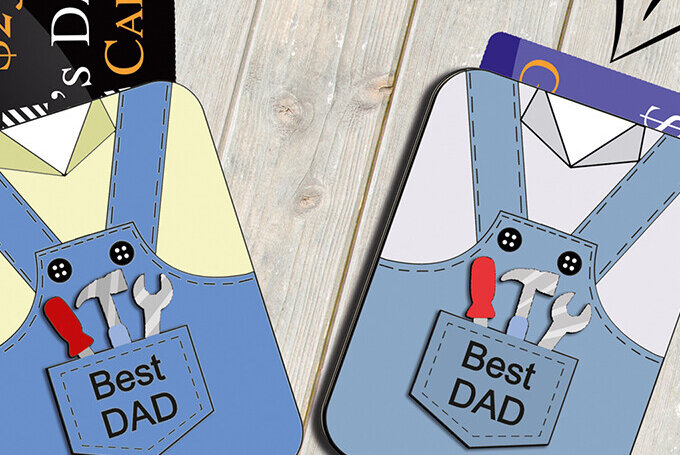 Σετ των 2 Intra απο ξύλο plywood  Χρώμα wenge 3mm-4mm πάχος - Δωροκάρτα για την Ημέρα του Πατέρα Best Dad SVF Δίασταση 20x20 cm INTRAFABR-107019173