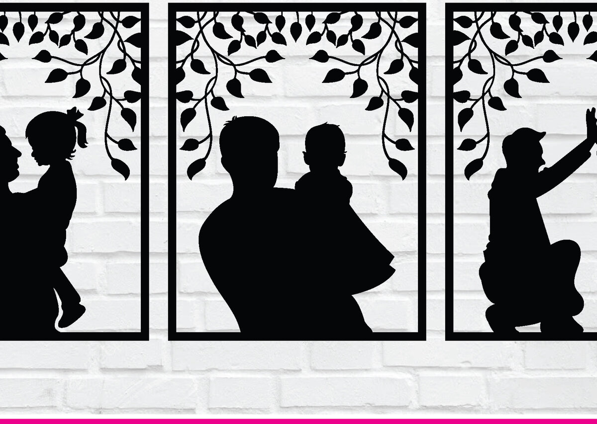 Intra απο ξύλο plywood  Χρώμα wenge 3mm-4mm πάχος - με λέιζερ πατέρα και παιδιού Δίασταση 40x50 cm INTRAFABR-124680190