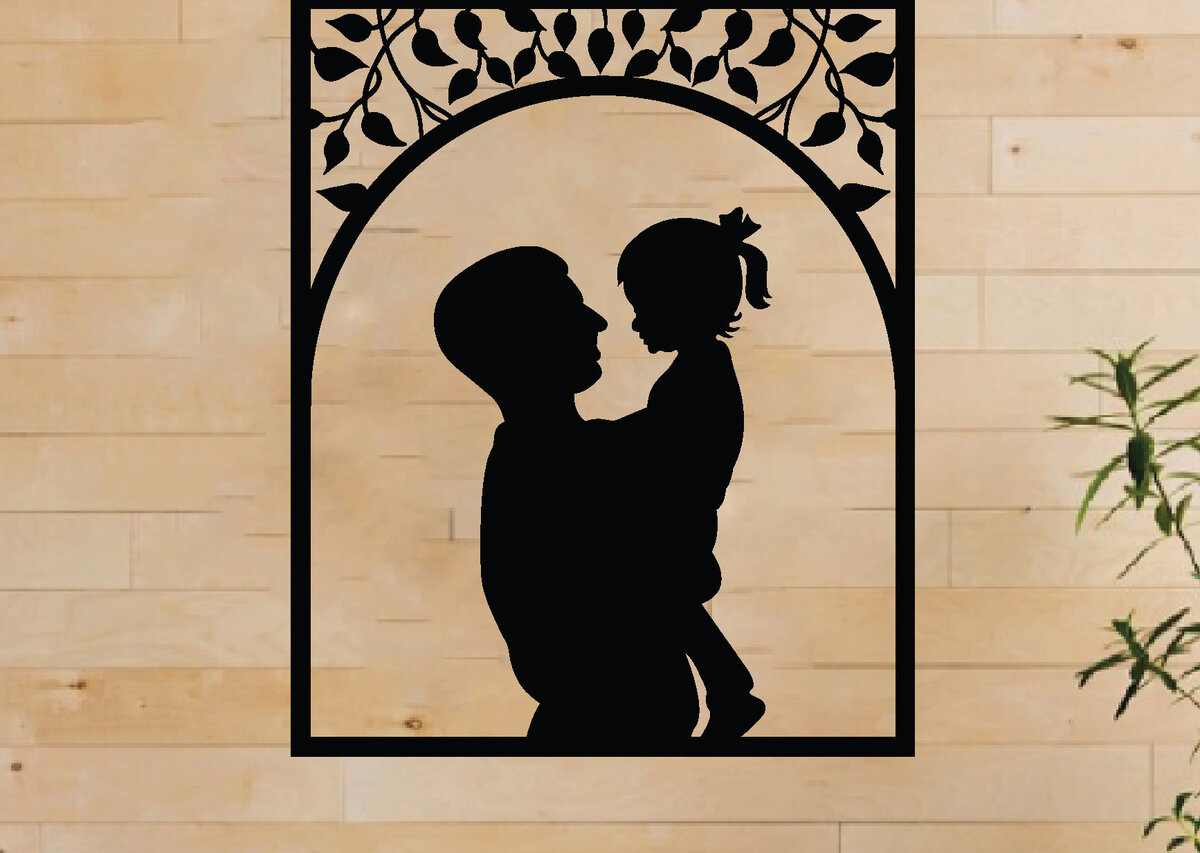 Intra απο ξύλο plywood  Χρώμα wenge 3mm-4mm πάχος - Πατέρα και παιδί τέχνη τοίχου, λέιζερ Δίασταση 40x50 cm INTRAFABR-122885460