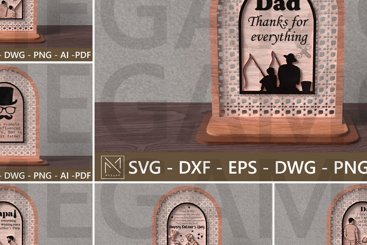 Σετ των 2 Intra απο ξύλο plywood  Χρώμα wenge 3mm-4mm πάχος - Πακέτο κοπής με λέιζερ για την ημέρα του πατέρα Δίασταση 20x20 cm INTRAFABR-29291342