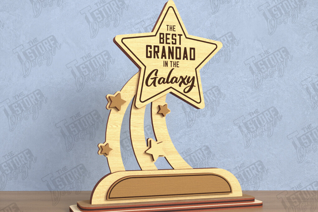 Σετ των 2 Intra απο ξύλο plywood  Χρώμα wenge 3mm-4mm πάχος - Βραβείο για την Ημέρα του Πατέρα | Ξύλινο τρόπαιο | CNC Δίασταση 20x20 cm INTRAFABR-121910118