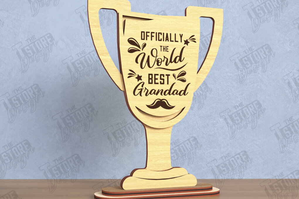 Σετ των 2 Intra απο ξύλο plywood  Χρώμα wenge 3mm-4mm πάχος - Βραβείο για την Ημέρα του Πατέρα | Ξύλινο τρόπαιο | CNC Δίασταση 20x20 cm INTRAFABR-121910123