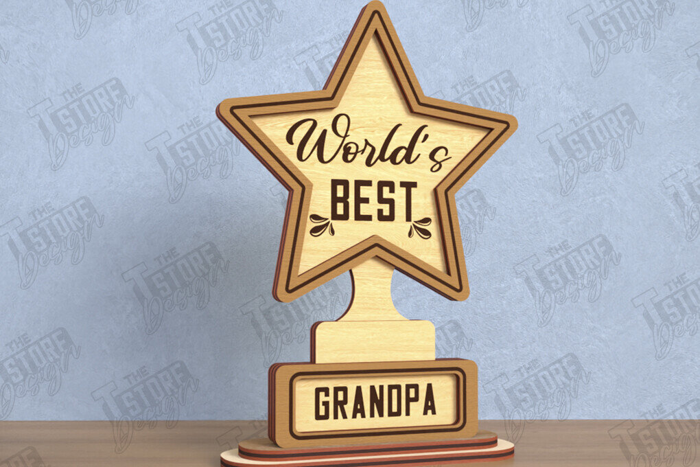 Σετ των 2 Intra απο ξύλο plywood  Χρώμα wenge 3mm-4mm πάχος - Βραβείο για την Ημέρα του Πατέρα | Ξύλινο τρόπαιο | CNC Δίασταση 20x20 cm INTRAFABR-121910103