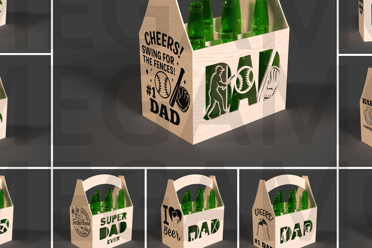 Σετ των 2 Intra απο ξύλο plywood  Χρώμα wenge 3mm-4mm πάχος - Πακέτο μπύρας Caddy για την ημέρα του πατέρα Δίασταση 20x20 cm INTRAFABR-116663399