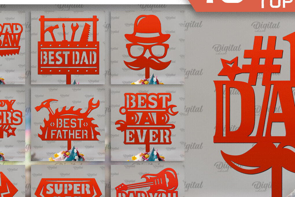 Intra απο ξύλο plywood  Χρώμα wenge 3mm-4mm πάχος - Πακέτο Cake Toppers για την Ημέρα του Πατέρα Δίασταση 30x20 cm INTRAFABR-77074042