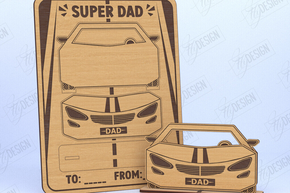 Σετ των 2 Intra απο ξύλο plywood  Χρώμα wenge 3mm-4mm πάχος - Κάρτα για την Ημέρα του Πατέρα | Ιδέα δώρου Δίασταση 10x15 cm INTRAFABR-24437228