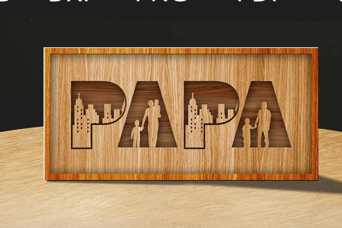 Σετ των 2 Intra απο ξύλο plywood  Χρώμα wenge 3mm-4mm πάχος - κοπής με λέιζερ για τη γιορτή του πατέρα Δίασταση 20x20 cm INTRAFABR-29287509