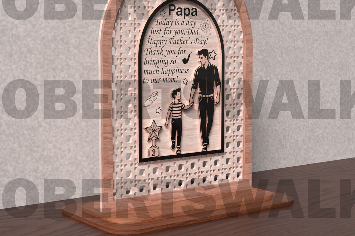 Σετ των 2 Intra απο ξύλο plywood  Χρώμα wenge 3mm-4mm πάχος - Πινακίδα με στρώσεις για την Ημέρα του Πατέρα Δίασταση 20x20 cm INTRAFABR-97171324