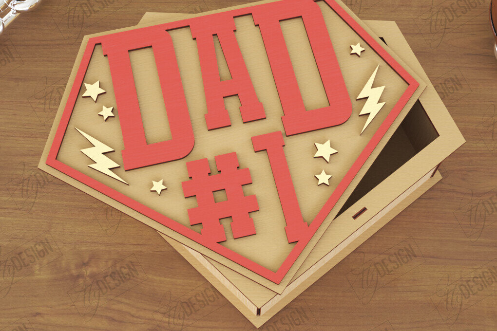 Σετ των 2 Intra απο ξύλο plywood  Χρώμα wenge 3mm-4mm πάχος - Κουτί δώρου για τη γιορτή του πατέρα | Ο μπαμπάς Νούμερο ένα Δίασταση 15x15 cm INTRAFABR-118961769