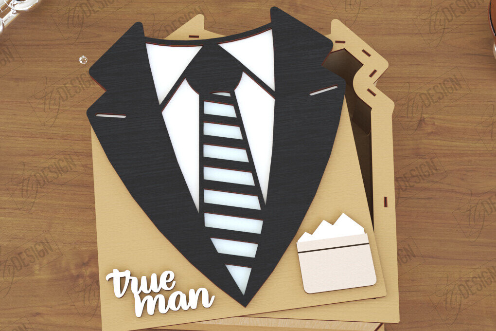 Σετ των 2 Intra απο ξύλο plywood  Χρώμα wenge 3mm-4mm πάχος - Κουτί δώρου για την ημέρα του πατέρα |True Man Δίασταση 15x15 cm INTRAFABR-118961892