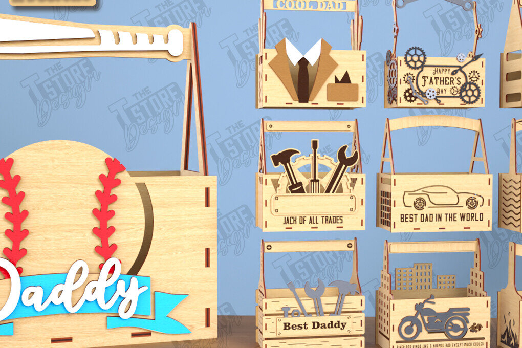 Σετ των 2 Intra απο ξύλο plywood  Χρώμα wenge 3mm-4mm πάχος - Πακέτο με κουτιά δώρου για την ημέρα του πατέρα | CNC Δίασταση 15x15 cm INTRAFABR-96522673