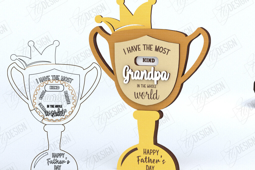 Σετ των 2 Intra απο ξύλο plywood  Χρώμα wenge 3mm-4mm πάχος - Ευχετήρια κάρτα για την Ημέρα του Πατέρα | Βραβείο παππού Δίασταση 10x15 cm INTRAFABR-4618170