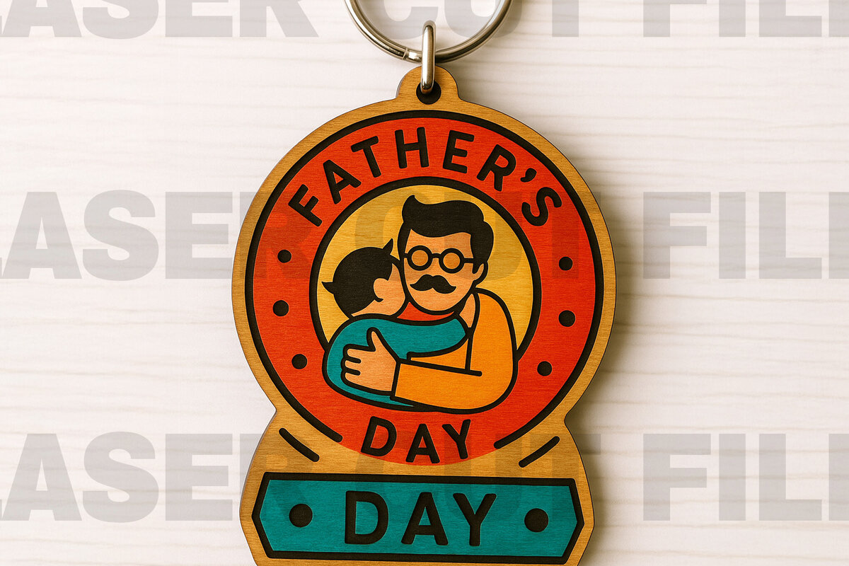 Σετ των 2 Intra απο ξύλο plywood  Χρώμα wenge 3mm-4mm πάχος - με μπρελόκ για την Ημέρα του Πατέρα Δίασταση 4x4 cm INTRAFABR-105495438