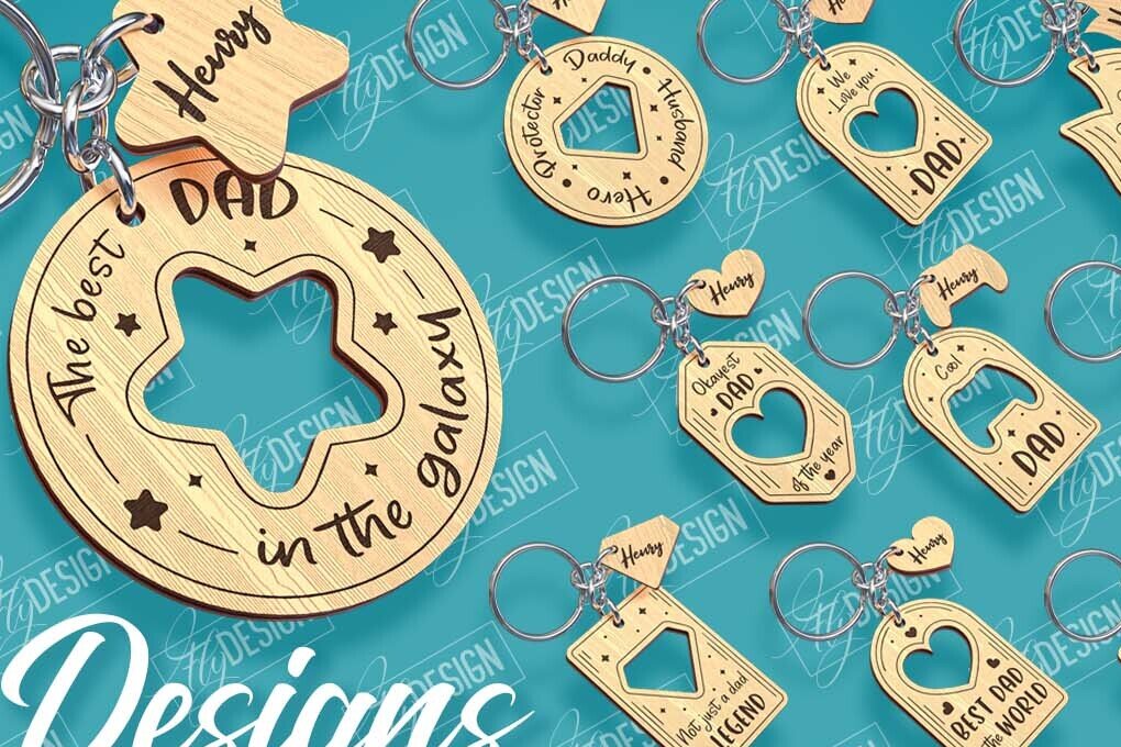 Σετ των 2 Intra απο ξύλο plywood  Χρώμα wenge 3mm-4mm πάχος - Πακέτο κοπής λέιζερ μπρελόκ για την ημέρα του πατέρα Δίασταση 4x4 cm INTRAFABR-105458261