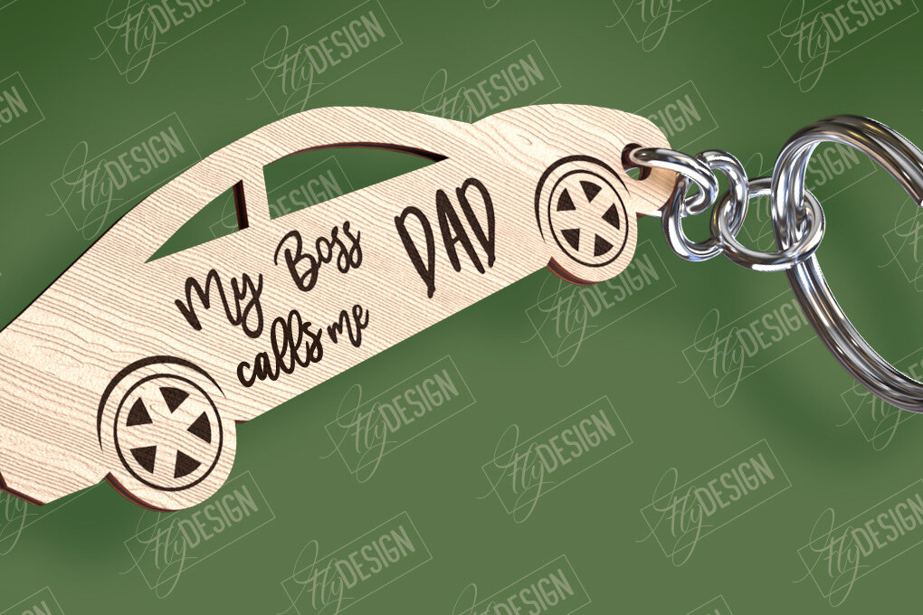 Σετ των 2 Intra απο ξύλο plywood  Χρώμα wenge 3mm-4mm πάχος - με λέιζερ μπρελόκ για την ημέρα του πατέρα Δίασταση 4x4 cm INTRAFABR-105390869