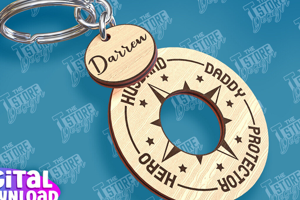 Σετ των 2 Intra απο ξύλο plywood  Χρώμα wenge 3mm-4mm πάχος - με λέιζερ μπρελόκ για την ημέρα του πατέρα Δίασταση 4x4 cm INTRAFABR-65470180