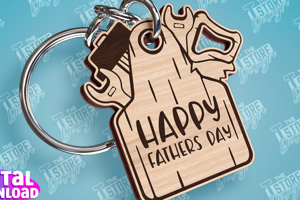 Σετ των 2 Intra απο ξύλο plywood  Χρώμα wenge 3mm-4mm πάχος - με λέιζερ μπρελόκ για την ημέρα του πατέρα Δίασταση 4x4 cm INTRAFABR-106608355