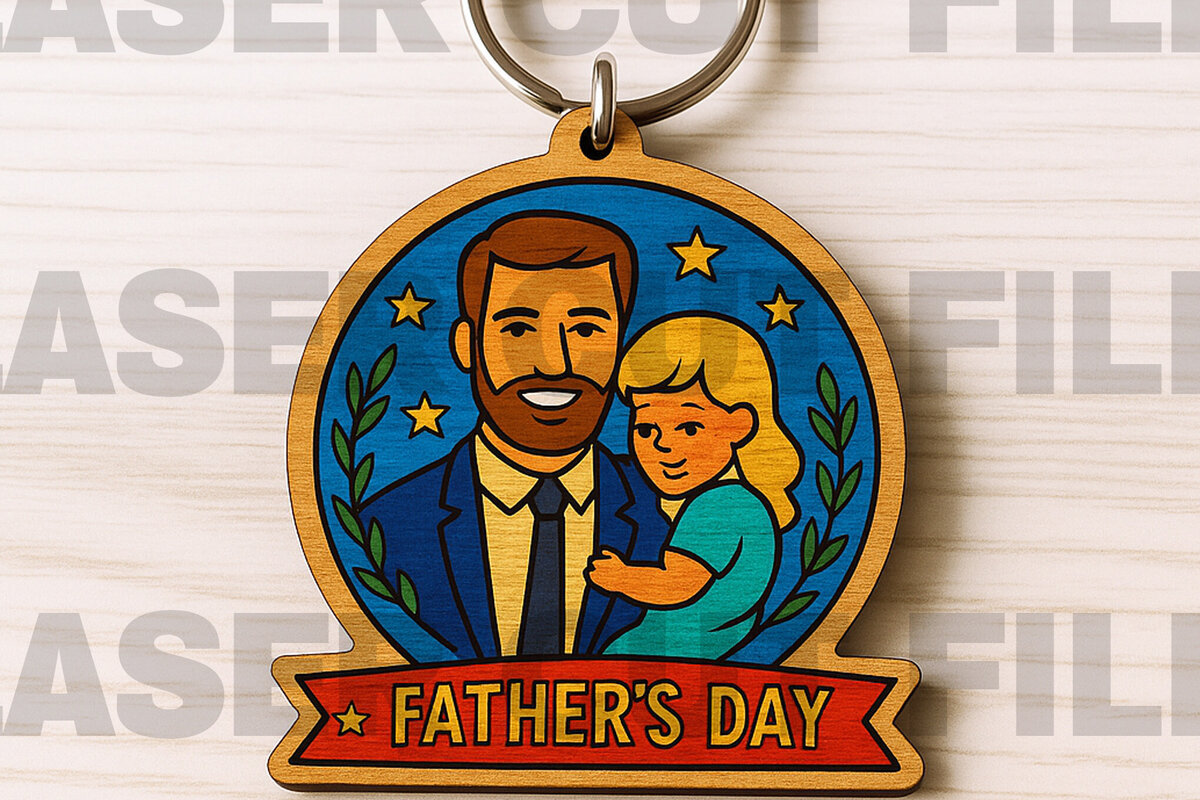 Σετ των 2 Intra απο ξύλο plywood  Χρώμα wenge 3mm-4mm πάχος - κοπής λέιζερ με μπρελόκ για την ημέρα του πατέρα Δίασταση 4x4 cm INTRAFABR-106511722