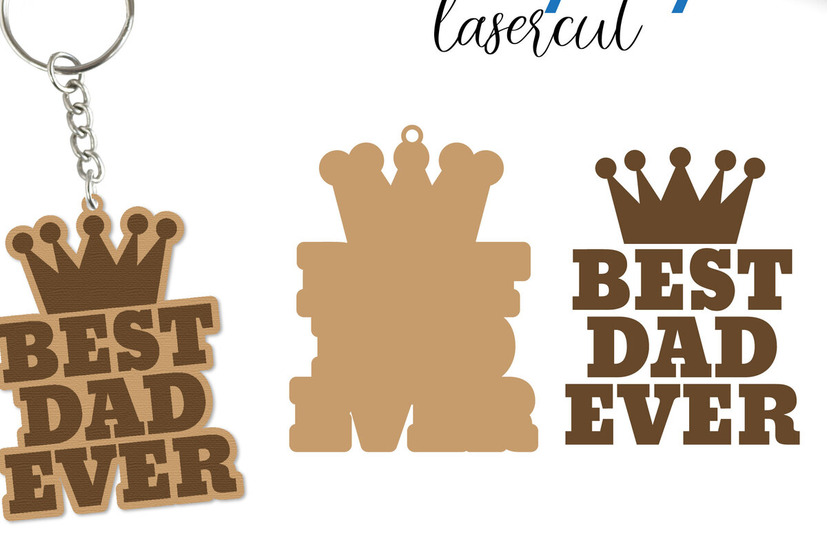 Σετ των 2 Intra απο ξύλο plywood  Χρώμα wenge 3mm-4mm πάχος - Μπρελόκ με λέιζερ για την ημέρα του πατέρα Δίασταση 4x4 cm INTRAFABR-106579199