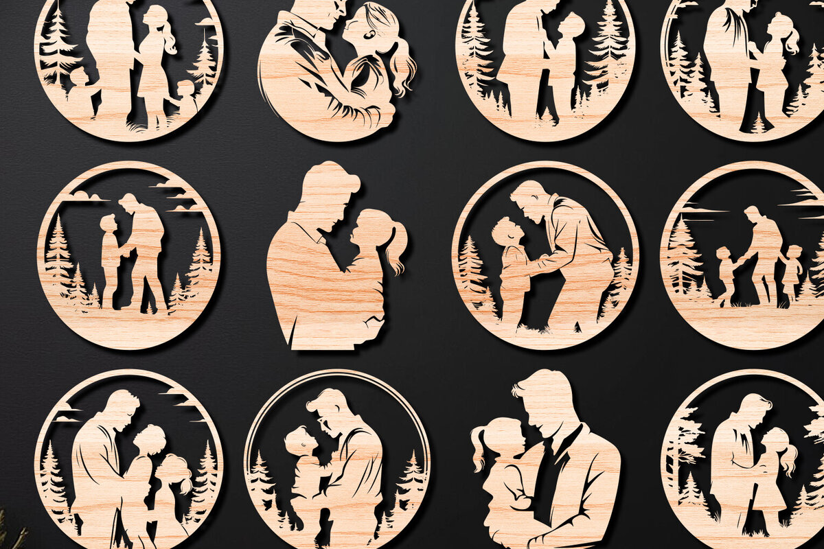 Σετ των 2 Intra απο ξύλο plywood  Χρώμα wenge 3mm-4mm πάχος - Ετικέτες δώρου για την Ημέρα του Πατέρα Δίασταση 20x20 cm INTRAFABR-77000217