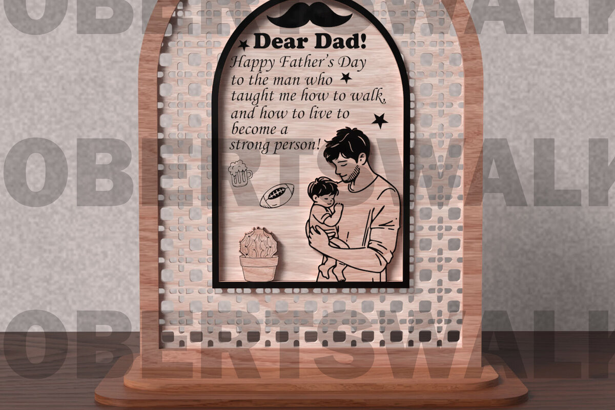 Σετ των 2 Intra απο ξύλο plywood Χρώμα wenge 3mm-4mm πάχος - Πινακίδα μπαμπά για την Ημέρα του Πατέρα Δίασταση 20x20 cm INTRAFABR-124957766