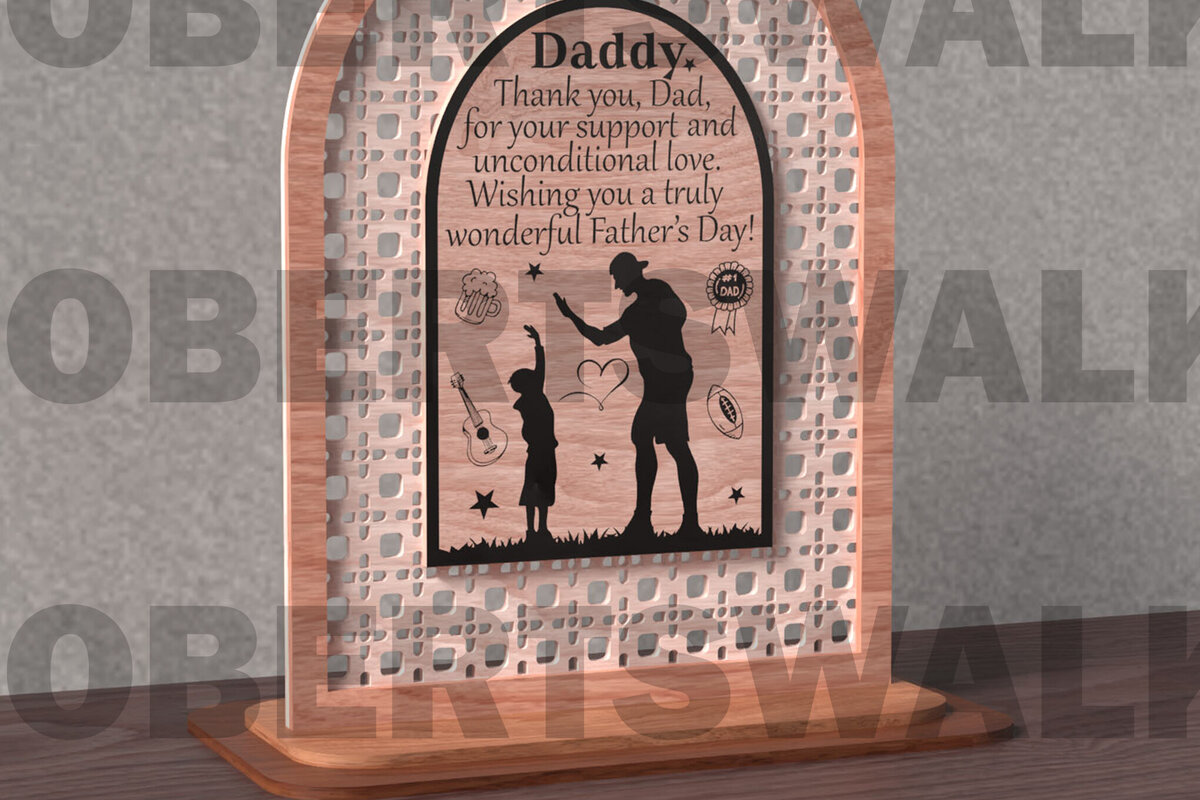 Σετ των 2 Intra απο ξύλο plywood Χρώμα wenge 3mm-4mm πάχος - Απόσπασμα αγάπης για την ημέρα του πατέρα Δίασταση 20x20 cm INTRAFABR-122672920