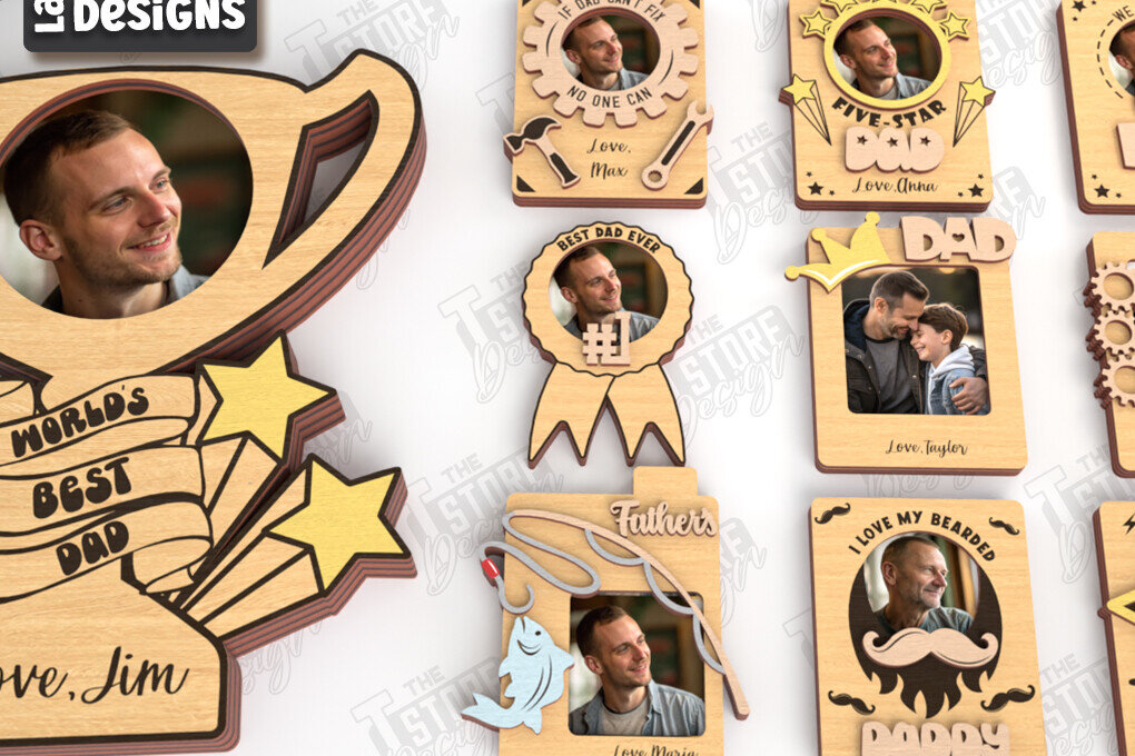 Σετ των 2 Intra απο ξύλο plywood Χρώμα wenge 3mm-4mm πάχος - Πακέτο με μαγνήτη φωτογραφιών για την ημέρα του πατέρα | CNC Δίασταση 20x20 cm INTRAFABR-103285230