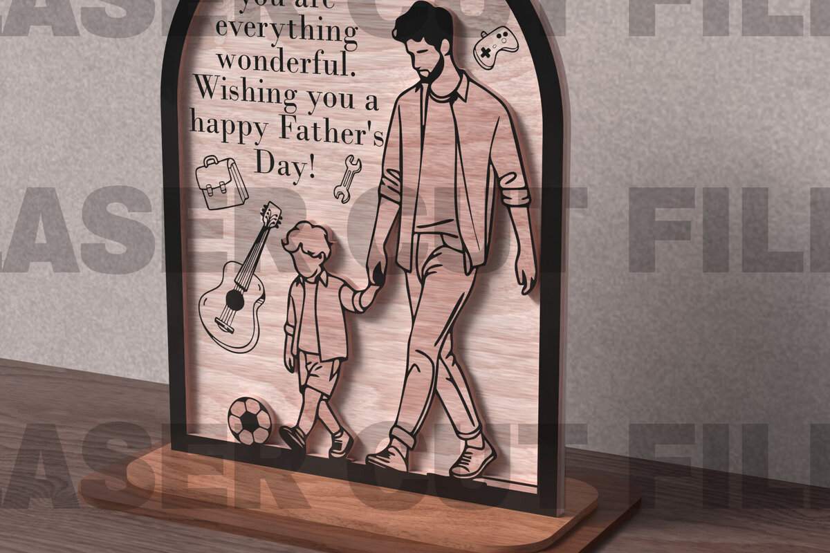 Σετ των 2 Intra απο ξύλο plywood  Χρώμα wenge 3mm-4mm πάχος - Σημάδι για την Ημέρα του Πατέρα με προσφορά Δίασταση 20x20 cm INTRAFABR-23148311