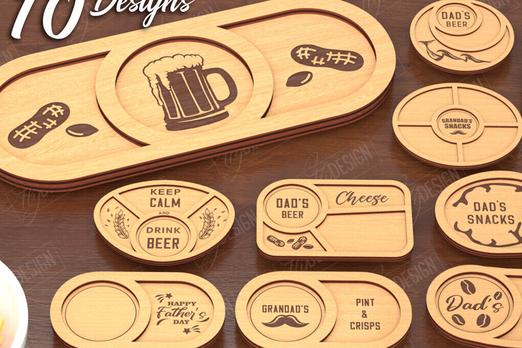 Σετ των 2 Intra απο ξύλο plywood  Χρώμα wenge 3mm-4mm πάχος - Πακέτο σνακ για την Ημέρα του Πατέρα | CNC Δίασταση 20x20 cm INTRAFABR-23173734