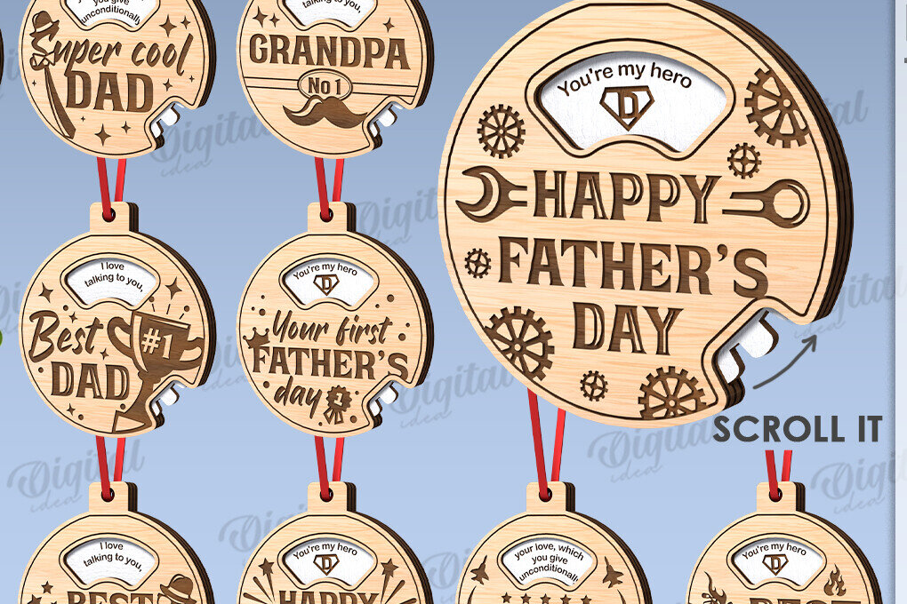 Σετ των 2 Intra απο ξύλο plywood  Χρώμα wenge 3mm-4mm πάχος - Πακέτο με στολίδια για την ημέρα του πατέρα Δίασταση 6x6 cm INTRAFABR-21281293