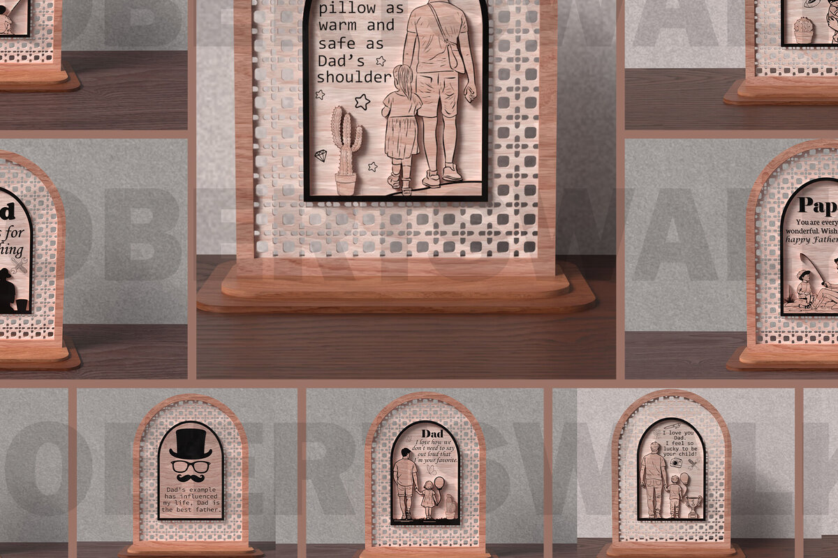 Σετ των 2 Intra απο ξύλο plywood  Χρώμα wenge 3mm-4mm πάχος - Πακέτο επιγραφών για την ημέρα του πατέρα Δίασταση 20x20 cm INTRAFABR-21282319