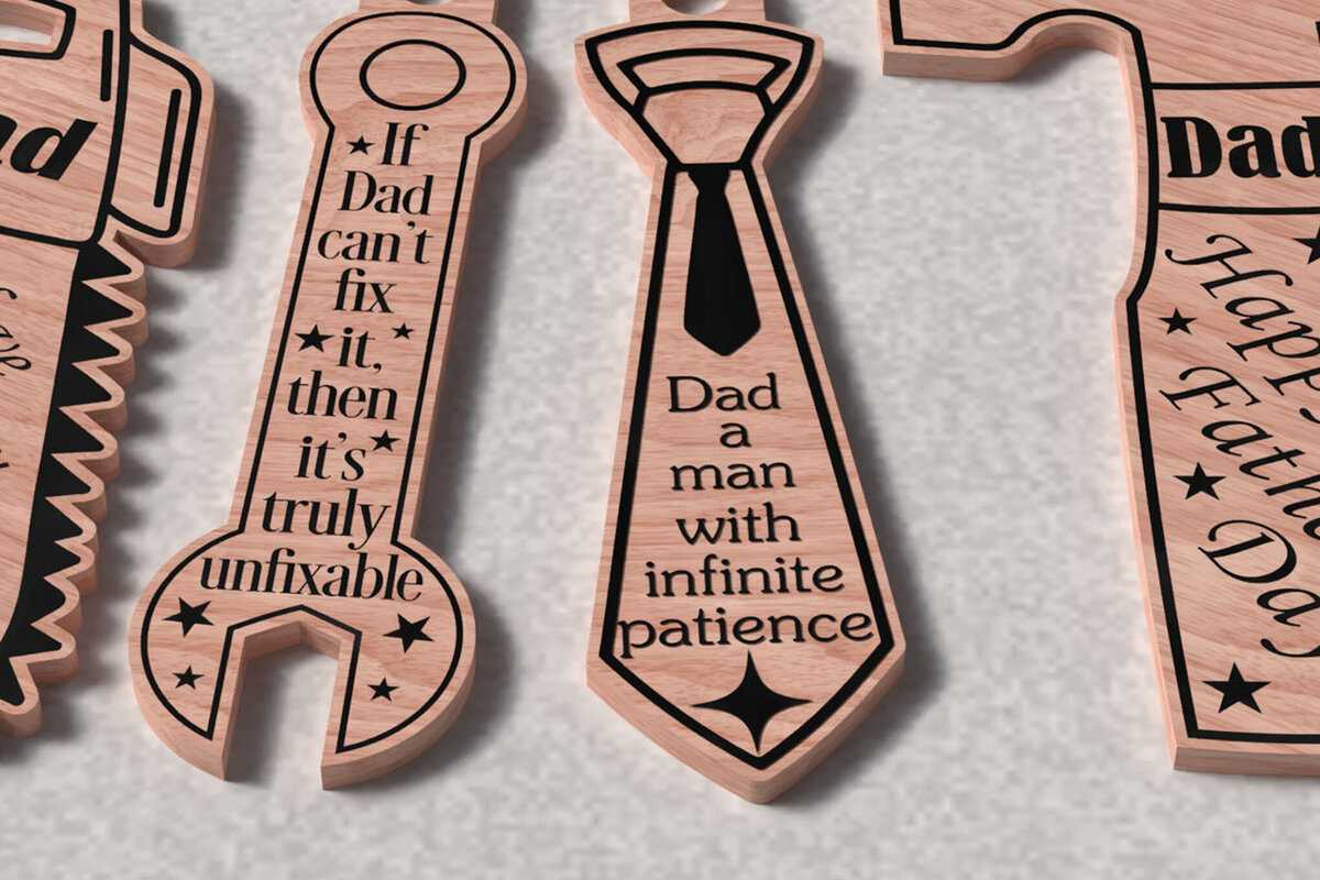 Σετ των 2 Intra απο ξύλο plywood  Χρώμα wenge 3mm-4mm πάχος - Πακέτο μπρελόκ για τη γιορτή του πατέρα Δίασταση 4x4 cm INTRAFABR-124651772