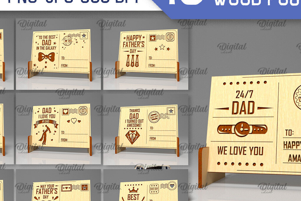 Intra απο ξύλο plywood  Χρώμα wenge 3mm-4mm πάχος - Πακέτο λέιζερ με ξύλινες καρτ ποστάλ για την ημέρα του πατέρα Δίασταση 30x20 cm INTRAFABR-28582717