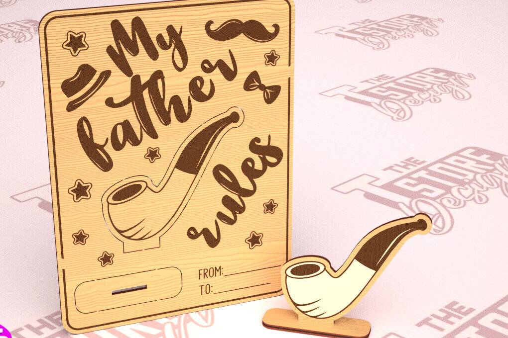 Σετ των 2 Intra απο ξύλο plywood  Χρώμα wenge 3mm-4mm πάχος - Ξύλινη κάρτα για τη γιορτή του πατέρα | Ευχετήρια κάρτα Δίασταση 10x15 cm INTRAFABR-28647195