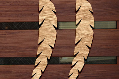 Σετ των 3 Intra απο ξύλο plywood  Χρώμα wenge 3mm-4mm πάχος - Σκουλαρίκι με φτερά Δίασταση 3x3 cm INTRAFABR-124578115