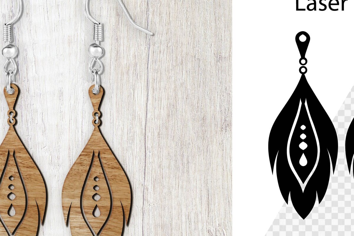 Σετ των 3 Intra απο ξύλο plywood  Χρώμα wenge 3mm-4mm πάχος - Σκουλαρίκια με φτερά κοπής με λέιζερ. Δίασταση 3x3 cm INTRAFABR-76263679