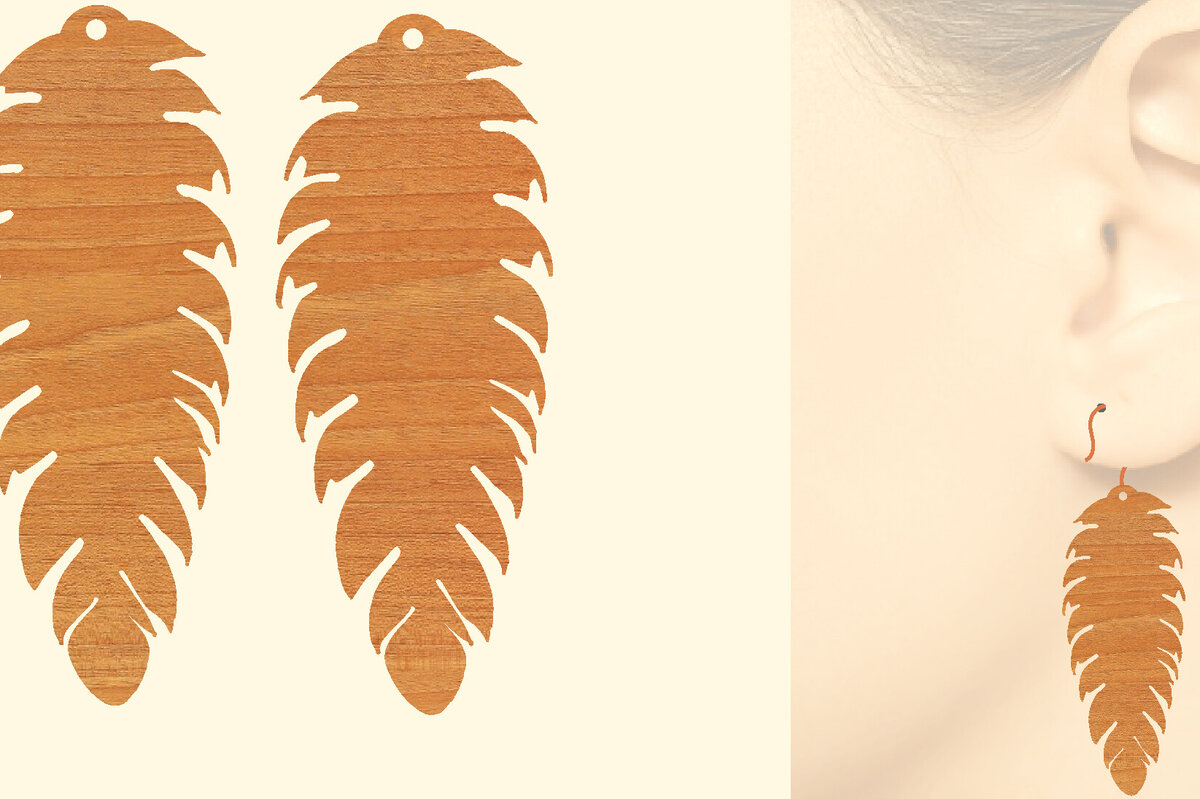 Σετ των 3 Intra απο ξύλο plywood  Χρώμα wenge 3mm-4mm πάχος - Ξύλινα σκουλαρίκια με πούπουλα με λέιζερ Δίασταση 3x3 cm INTRAFABR-116959036