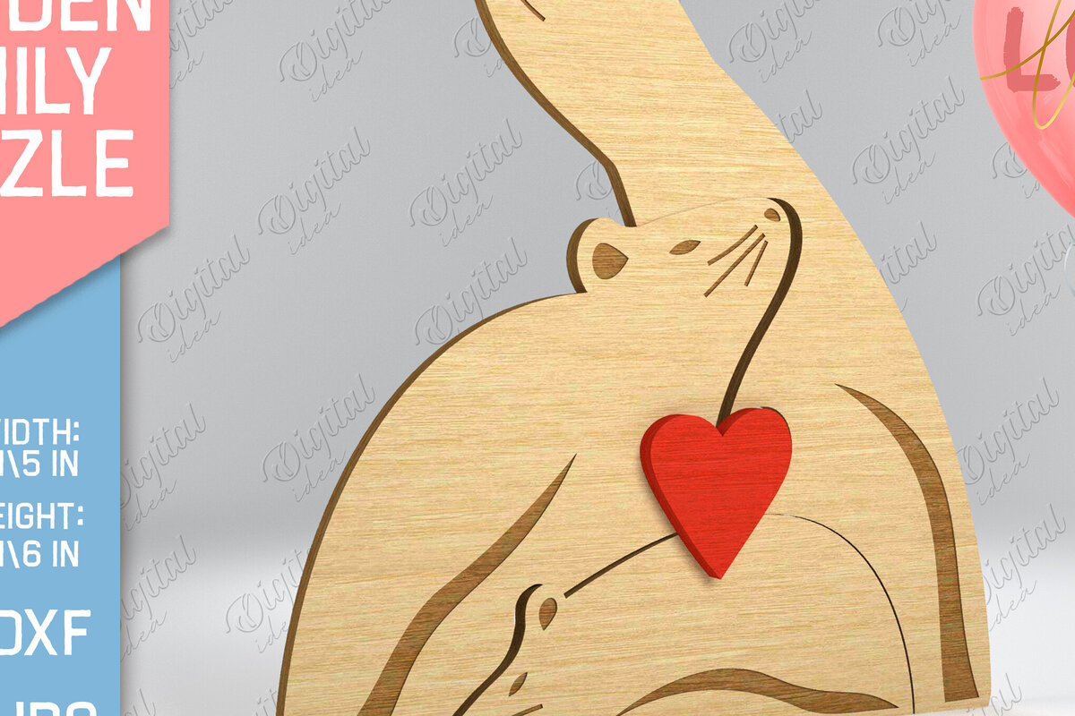 Intra απο ξύλο plywood  Χρώμα wenge 3mm-4mm πάχος - Κουνάβι . Ξύλινο Family Puzzle Laser Δίασταση 30x20 cm INTRAFABR-120505703