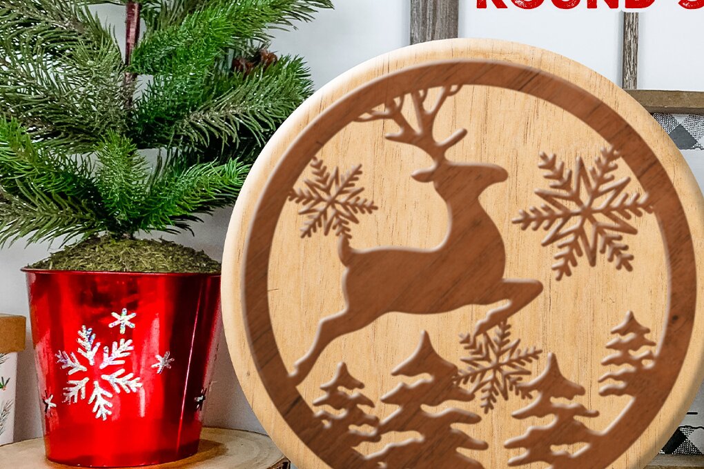 Σετ των 2 Intra απο ξύλο plywood  Χρώμα wenge 3mm-4mm πάχος - Εορταστικά πρότυπα πινακίδων χριστουγεννιάτικων πορτών Δίασταση 4x4 cm INTRAFABR-117187688