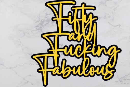 Σετ των 2 Intra απο ξύλο plywood  Χρώμα wenge 3mm-4mm πάχος - Fifty and Fabulous Cake Topper Δίασταση 4x4 cm INTRAFABR-65340710