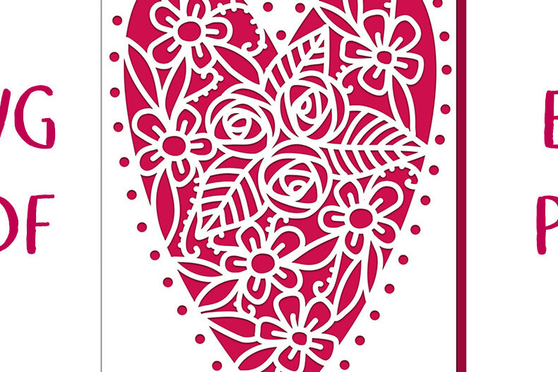 Σετ των 2 Intra απο ξύλο plywood  Χρώμα wenge 3mm-4mm πάχος - Filigree Floral Heart Card Cut File Δίασταση 7x5 cm INTRAFABR-65340679