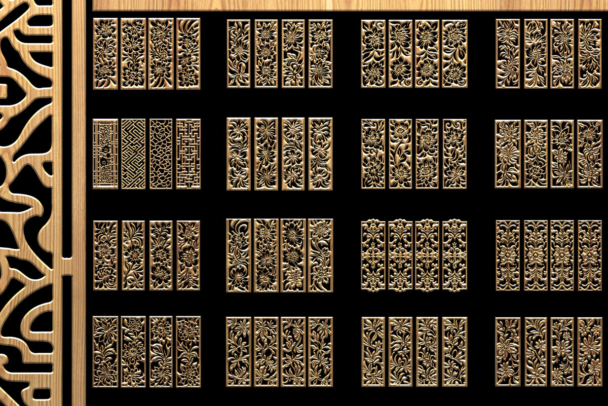 Intra απο ξύλο plywood  Χρώμα wenge 3mm-4mm πάχος - Σετ κοπής με λεπτές λεπτομέρειες με λέιζερ Δίασταση 3200x7200 cm INTRAFABR-106020892