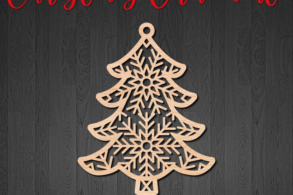 Σετ των 2 Intra απο ξύλο plywood  Χρώμα wenge 3mm-4mm πάχος - Χριστουγεννιάτικο στολίδι σε σχήμα έλατου Δίασταση 6x6 cm INTRAFABR-106333952