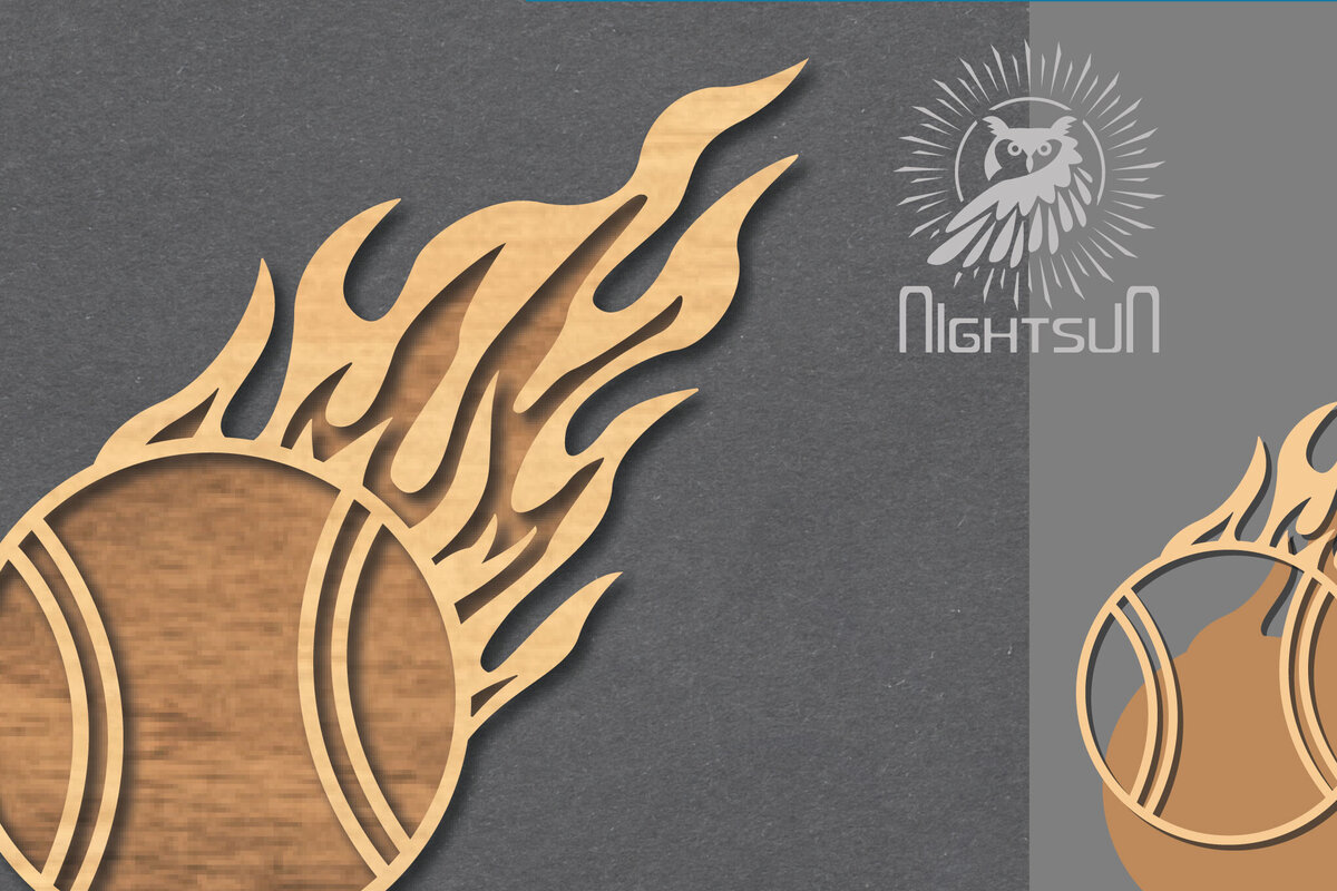 Σετ των 2 Intra απο ξύλο plywood  Χρώμα wenge 3mm-4mm πάχος - Fire Baseball Cut Decoration Δίασταση 20x20 cm INTRAFABR-106334132