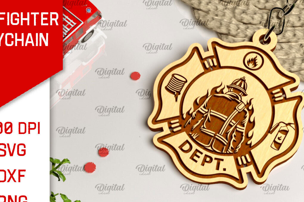 Σετ των 2 Intra απο ξύλο plywood  Χρώμα wenge 3mm-4mm πάχος - με λέιζερ Μπρελόκ Πυροσβέστης Δίασταση 4x4 cm INTRAFABR-115872434