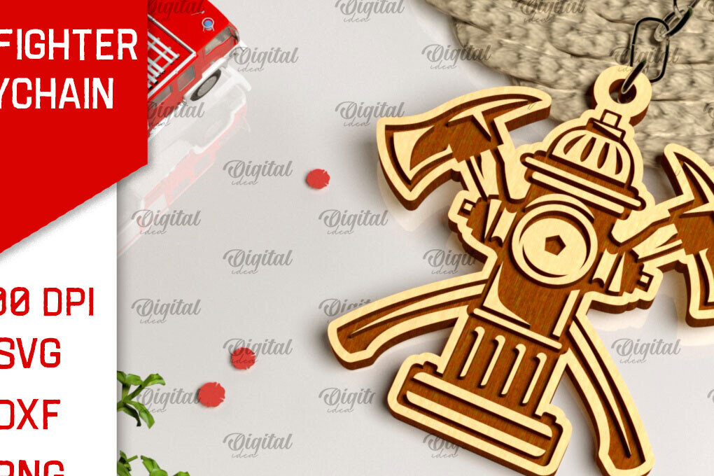 Σετ των 2 Intra απο ξύλο plywood  Χρώμα wenge 3mm-4mm πάχος - με λέιζερ Μπρελόκ Πυροσβέστης Δίασταση 4x4 cm INTRAFABR-68442143