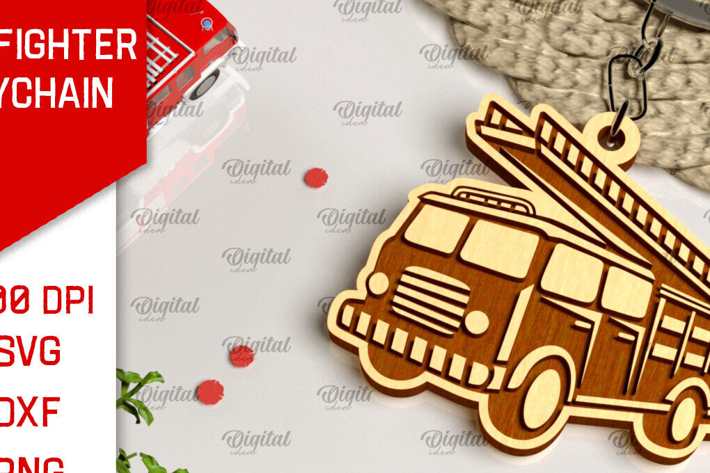 Σετ των 2 Intra απο ξύλο plywood  Χρώμα wenge 3mm-4mm πάχος - με λέιζερ Μπρελόκ Πυροσβέστης Δίασταση 4x4 cm INTRAFABR-69509658