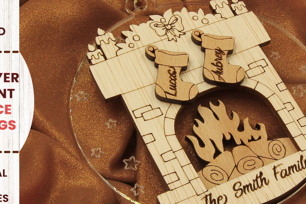 Σετ των 2 Intra απο ξύλο plywood  Χρώμα wenge 3mm-4mm πάχος - Χριστουγεννιάτικο στολίδι κάλτσες τζακιού Δίασταση 19x4 cm INTRAFABR-123575810