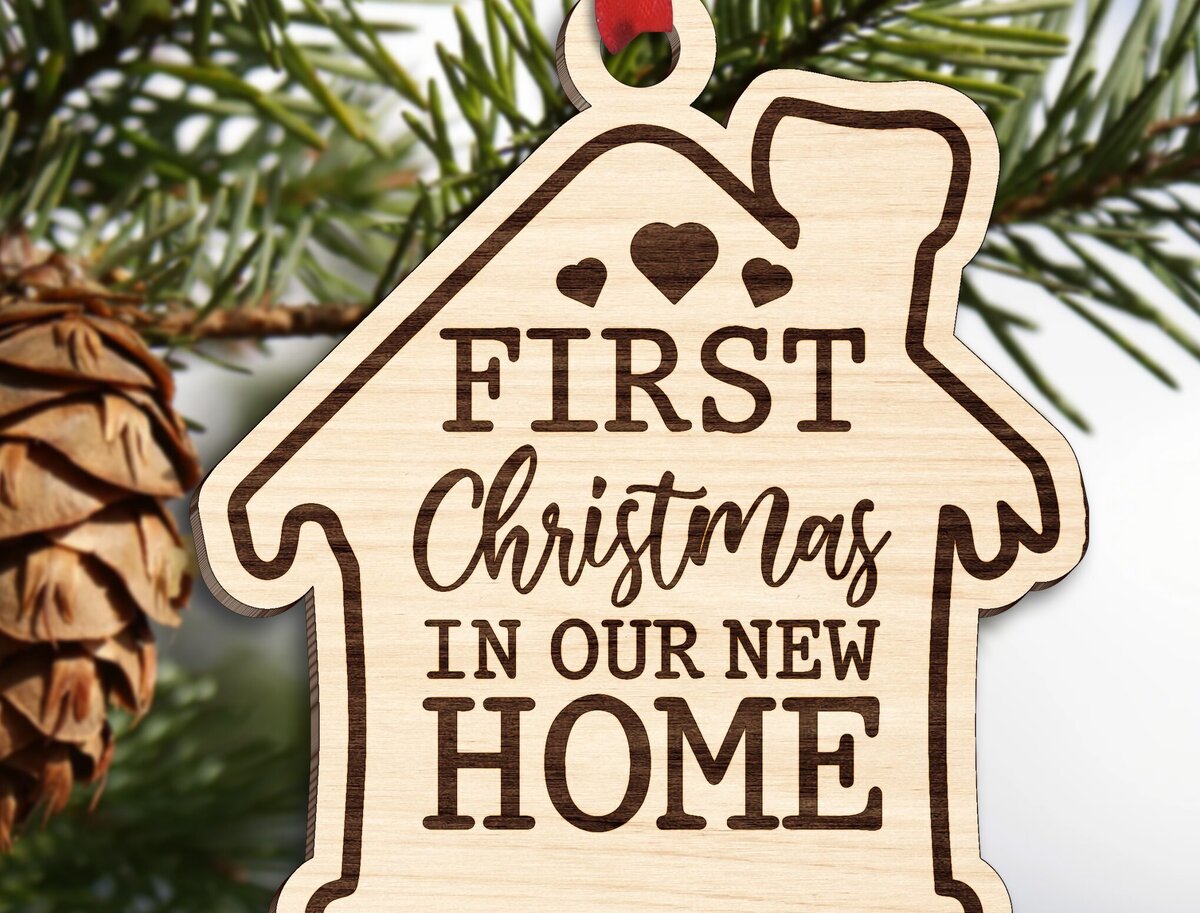 Σετ των 2 Intra απο ξύλο plywood  Χρώμα wenge 3mm-4mm πάχος - Πρώτη Χριστουγεννιάτικη Στολίδι στο Νέο μας Σπίτι Δίασταση 6x6 cm INTRAFABR-121509090