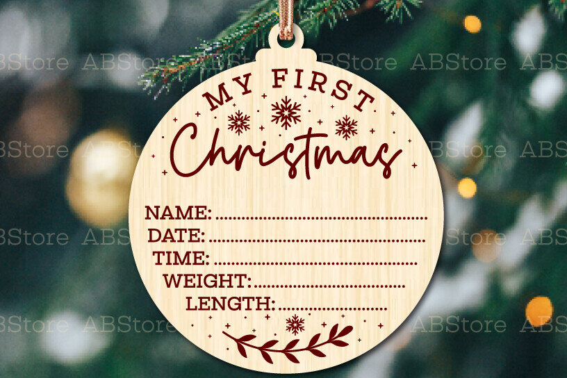 Σετ των 2 Intra απο ξύλο plywood  Χρώμα wenge 3mm-4mm πάχος - Πρώτο χριστουγεννιάτικο στολίδι Δίασταση 6x6 cm INTRAFABR-102168028